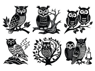 Cute Halloween Owl Sitting on Pumpkin Silhouette