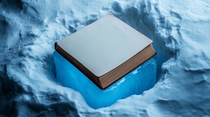 Frozen Knowledge Open Book on Iceberg, Winter, Education