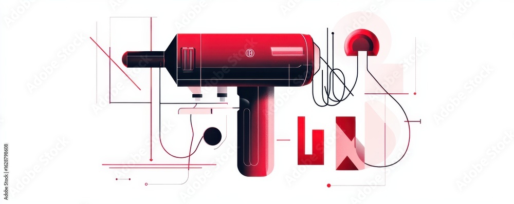 Aufkleber elegant and minimalistic poster design with abstract geometric elements and bold red and black color