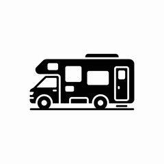 Black RV Icon for Travel and Adventure Themes