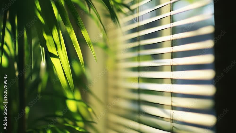 Aufkleber a close-up view of a window with blinds partially closed