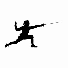 Fencer in Action Dynamic Silhouette Pose
