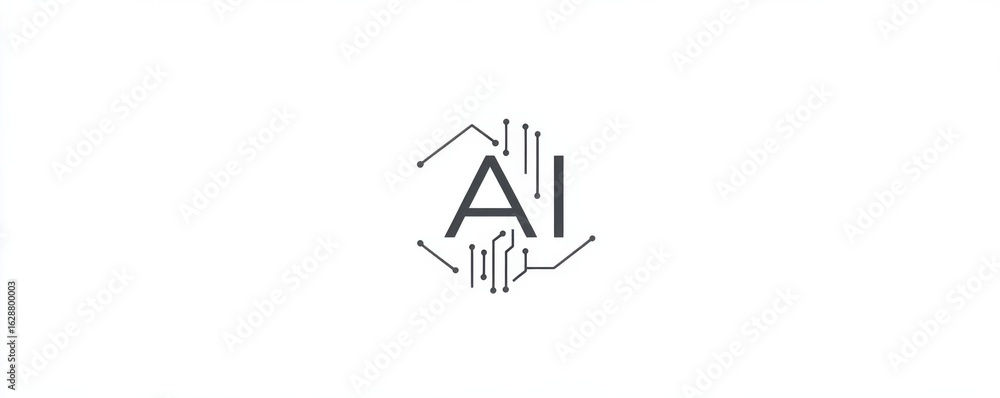 Poster logo of ai chip design with circuit board elements symbolizing technology and innovation