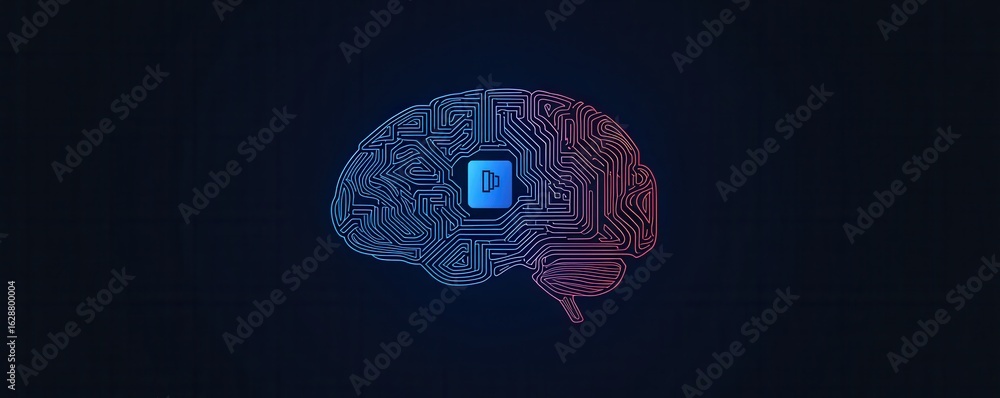 Aufkleber futuristic brain circuit graphic representing artificial intelligence and digital thinking