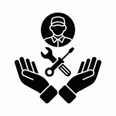 Obraz premium Hands Offering Tools and Support Icon