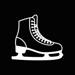 Ice Skate Icon on Black Background