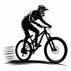 Obraz premium Mountain Biker in Action Silhouette Illustration