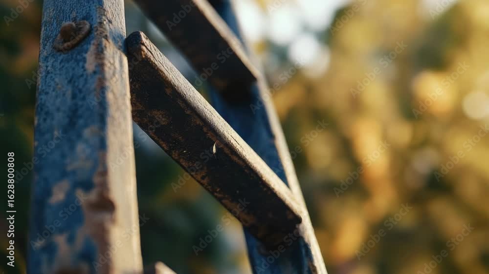Aufkleber a close-up shot of a metal fence with a tree visible in the background, suitable for use as a textur