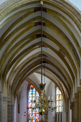 Interior details in the Church of Saint Bavo Grote Kerk, Reformed Protestant church in Haarlem,...