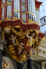 Muller organ in the Church of Saint Bavo Grote Kerk, Reformed Protestant church in Haarlem,...
