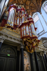 Muller organ in the Church of Saint Bavo Grote Kerk, Reformed Protestant church in Haarlem,...