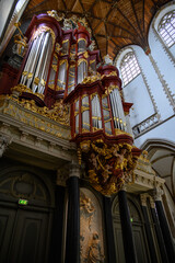 Muller organ in the Church of Saint Bavo Grote Kerk, Reformed Protestant church in Haarlem,...