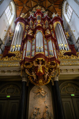 Muller organ in the Church of Saint Bavo Grote Kerk, Reformed Protestant church in Haarlem,...