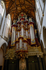 Muller organ in the Church of Saint Bavo Grote Kerk, Reformed Protestant church in Haarlem,...