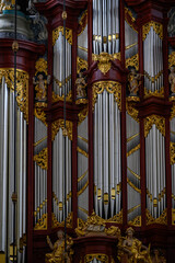 Muller organ in the Church of Saint Bavo Grote Kerk, Reformed Protestant church in Haarlem,...
