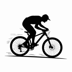 Fototapeta premium Silhouette of a Cyclist Riding a Mountain Bike