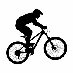 Fototapeta premium Silhouette of a Mountain Biker in Action