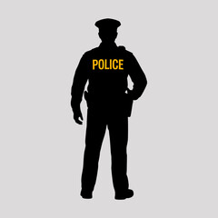 Silhouette of a Police Officer in Uniform, Standing