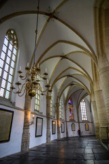 Interior of the Church of Saint Bavo Grote Kerk, Reformed Protestant church in Haarlem, Netherlands