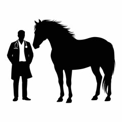 Obraz premium Veterinarian with Horse Silhouette Illustration