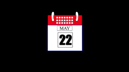 May Month 22 date calendar icon animation. Flat calendar icon monthly, important date, meeting date, Simple calendar with date concept. calendar with date concept background.