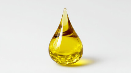 A single droplet of oil isolated on a clean white background