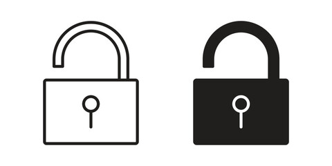 Unlock icon vector Art Illustrations set.