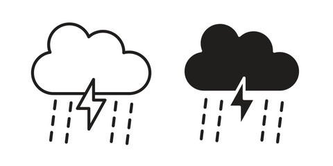 Thunderstorm icon vector Art Illustrations set.