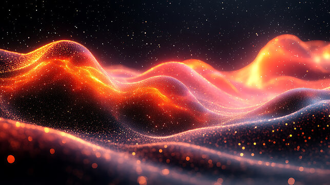 Abstract Glowing Lava Landscape - Digital Art Background