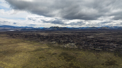 Snow Capped Mountains and Volcanic Terrain in Iceland