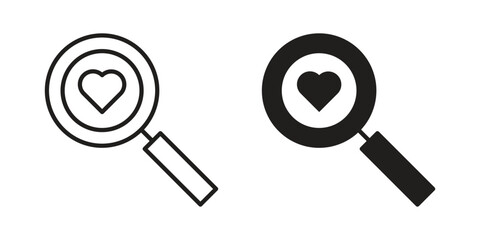 Search heart icon vector Art Illustrations set.