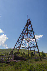 Old mining buildings in Cripple Creek Mining District in Victor, Colorado