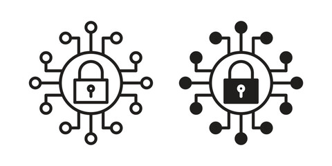 Cyber security icon vector Art Illustrations set.