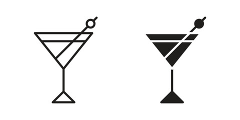 Cocktail icon vector Art Illustrations set.
