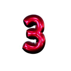 3d Balloon Text 3 Isolated  On Transparent png Background