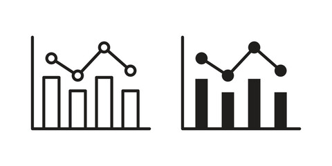 Chart histogram icon vector Art Illustrations set.