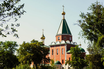 Church in the park in the afternoon