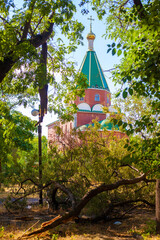 Church in the park in the afternoon