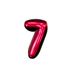 3d Balloon Text 7 Isolated  On Transparent png Background