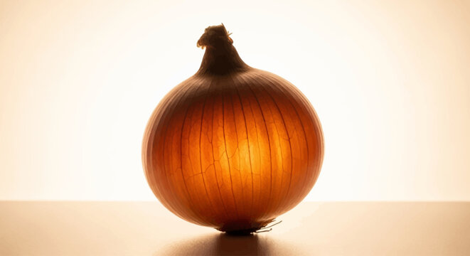 onion with soft focus glow on a white background