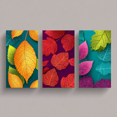 Autumn background banner set Set of Autumn backgrounds with leaves for shopping sale or promo poster and frame leaflet or web banner and social media