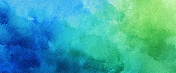 Watercolor texture background blending shades of blue and green colors.