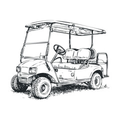 Golf cart sketch for transport and leisure activities outdoors