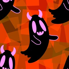 Halloween ghost seamless cute cartoon pattern for wrapping paper and fabrics
