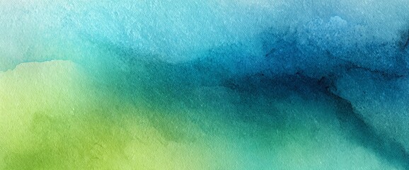 Serene gradient watercolor wash background in shades of blue and green