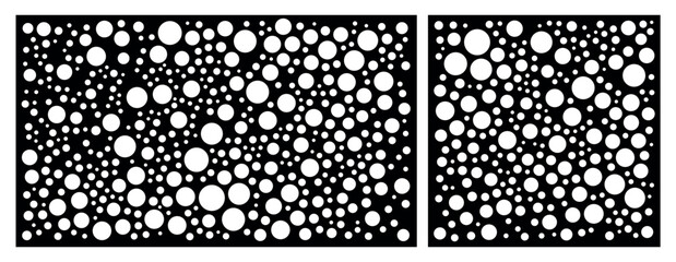 Laser cut decorative panel set with abstract bubble pattern. Geometric design.