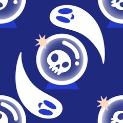 Halloween ghost seamless cute cartoon pattern for wrapping paper and fabrics