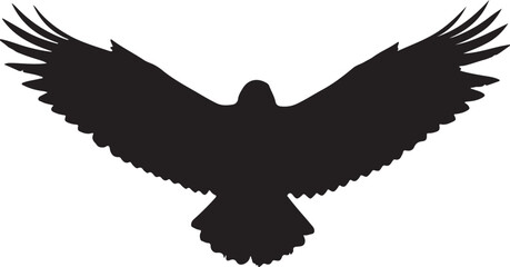 
Vector illustration of a majestic eagle flying in silhouette style. Perfect for wildlife, freedom, and nature themes. Ideal for logos, t-shirt prints, tattoos, and patriotic designs. Isolated on a wh