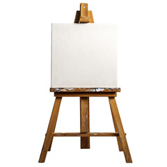 Wooden Easel with Blank Canvas