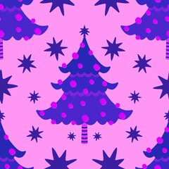 Christmas tree seamless winter pattern for wrapping paper and fabrics
